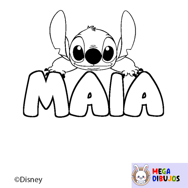 Coloraci&oacute;n del nombre MAIA - decorado Stitch