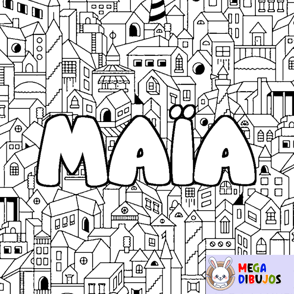 Coloraci&oacute;n del nombre MA&Iuml;A - decorado ciudad