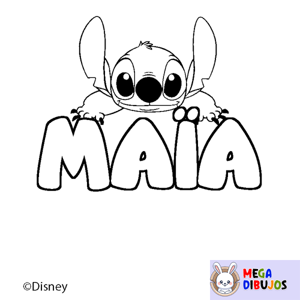 Coloraci&oacute;n del nombre MA&Iuml;A - decorado Stitch