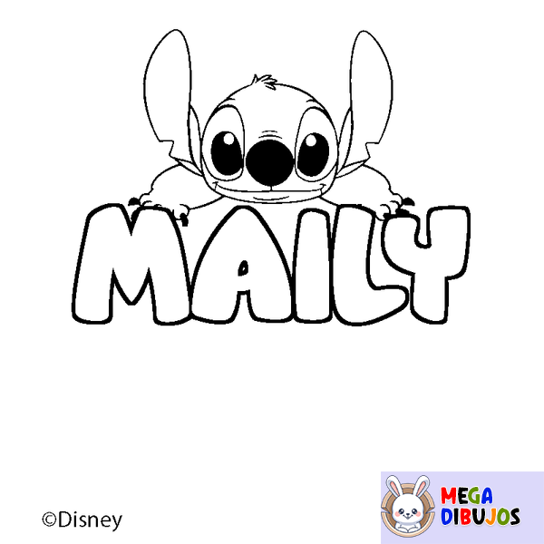 Coloraci&oacute;n del nombre MAILY - decorado Stitch