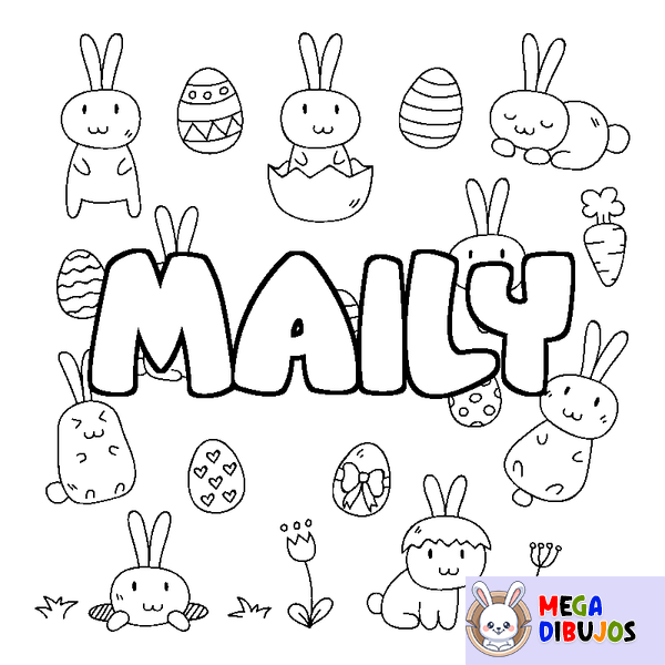 Coloraci&oacute;n del nombre MAILY - decorado Pascua