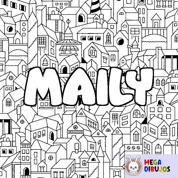 Coloraci&oacute;n del nombre MAILY - decorado ciudad