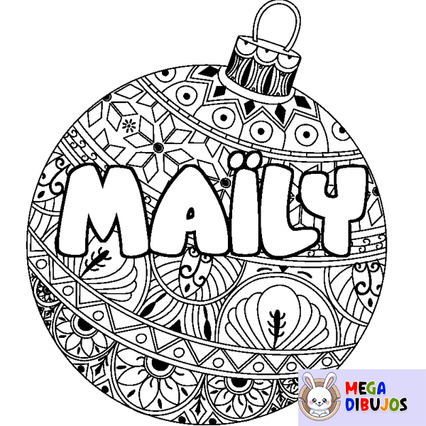 Coloraci&oacute;n del nombre MA&Iuml;LY - decorado bola de Navidad