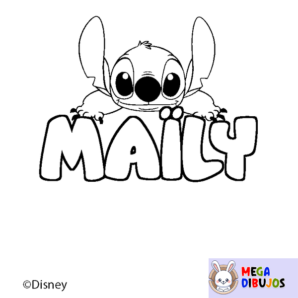 Coloraci&oacute;n del nombre MA&Iuml;LY - decorado Stitch