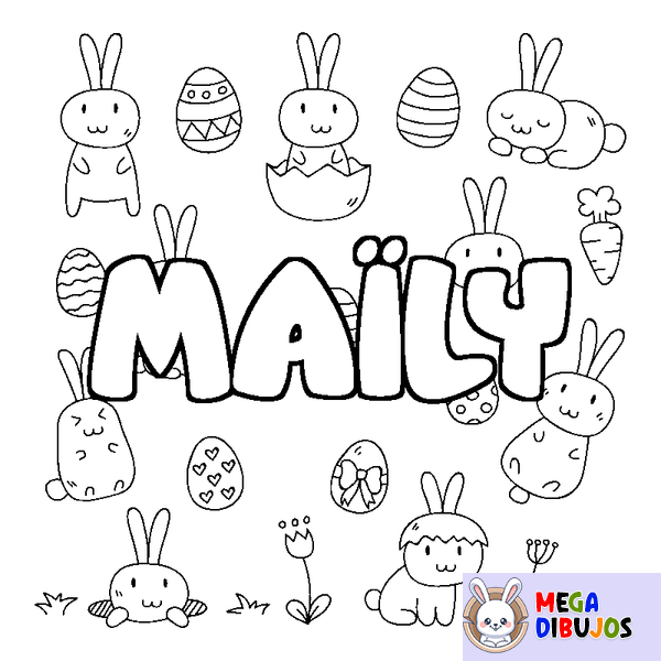 Coloraci&oacute;n del nombre MA&Iuml;LY - decorado Pascua