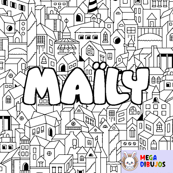 Coloraci&oacute;n del nombre MA&Iuml;LY - decorado ciudad