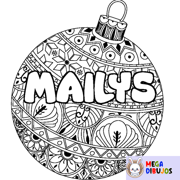 Coloraci&oacute;n del nombre MAILYS - decorado bola de Navidad