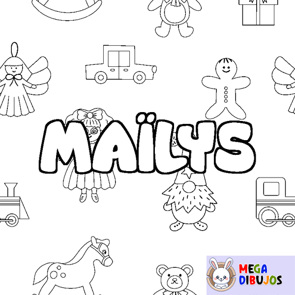 Coloraci&oacute;n del nombre MA&Iuml;LYS - decorado juguetes