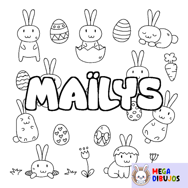 Coloraci&oacute;n del nombre MA&Iuml;LYS - decorado Pascua