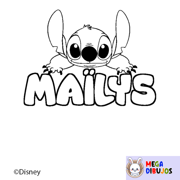 Coloraci&oacute;n del nombre MA&Iuml;LYS - decorado Stitch