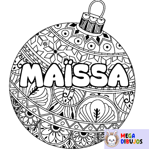 Coloraci&oacute;n del nombre MA&Iuml;SSA - decorado bola de Navidad
