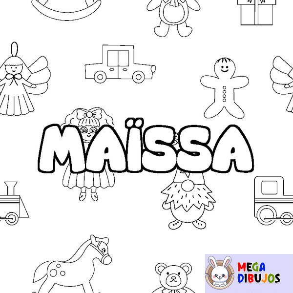 Coloraci&oacute;n del nombre MA&Iuml;SSA - decorado juguetes