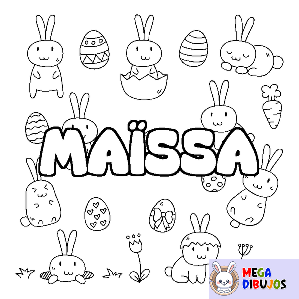Coloraci&oacute;n del nombre MA&Iuml;SSA - decorado Pascua