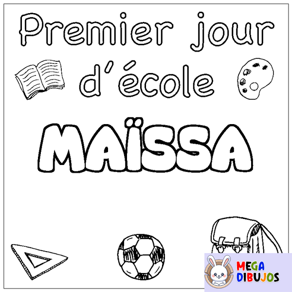 Coloraci&oacute;n del nombre MA&Iuml;SSA - decorado primer d&iacute;a de escuela