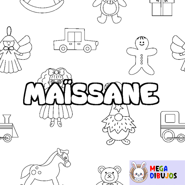 Coloraci&oacute;n del nombre MA&Iuml;SSANE - decorado juguetes