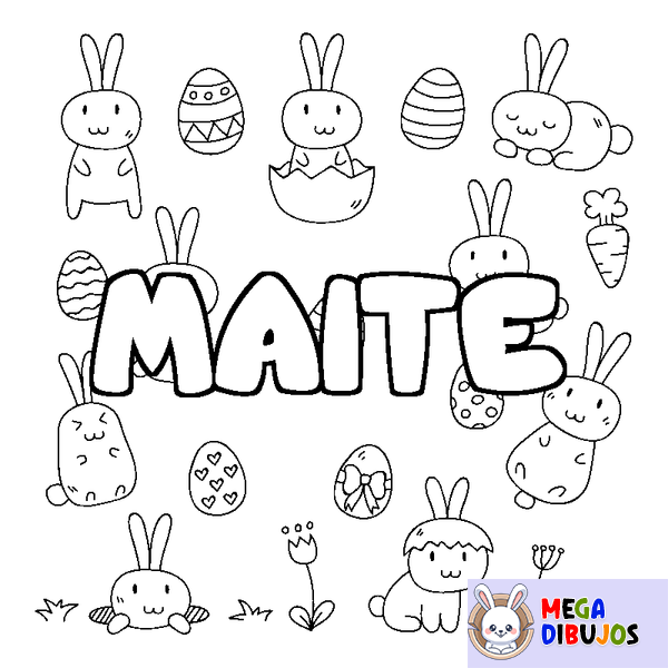 Coloraci&oacute;n del nombre MAITE - decorado Pascua