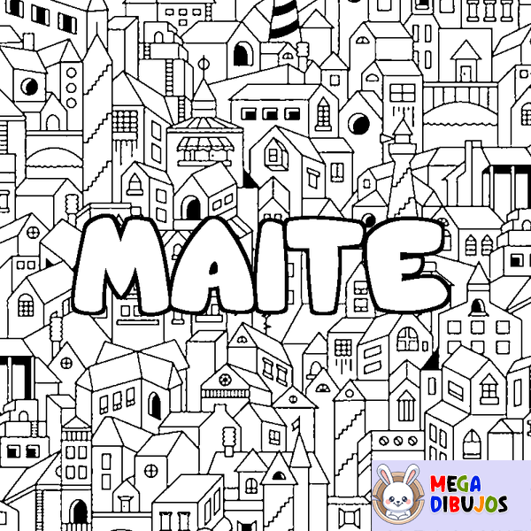 Coloraci&oacute;n del nombre MAITE - decorado ciudad