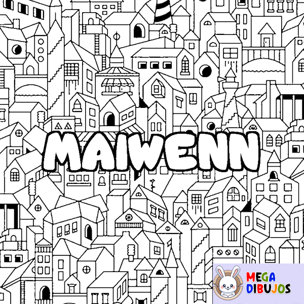 Coloraci&oacute;n del nombre MAIWENN - decorado ciudad