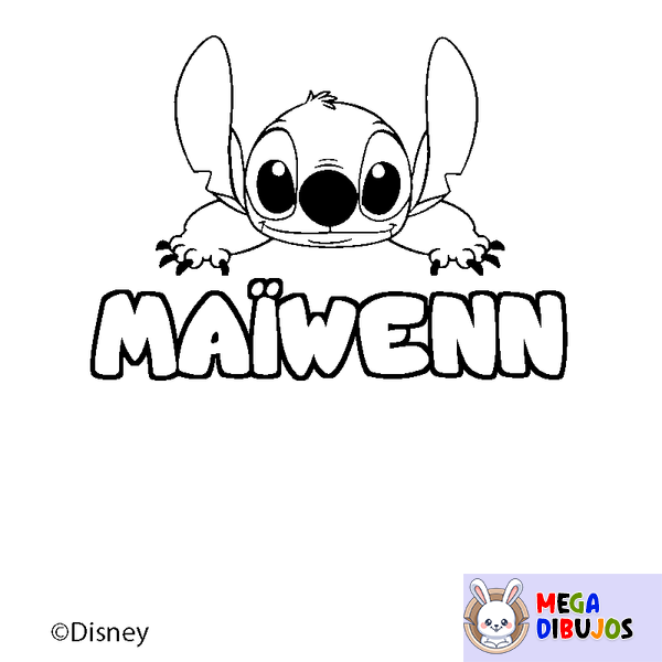 Coloraci&oacute;n del nombre MA&Iuml;WENN - decorado Stitch