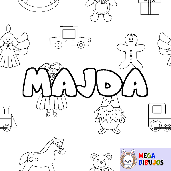 Coloraci&oacute;n del nombre MAJDA - decorado juguetes