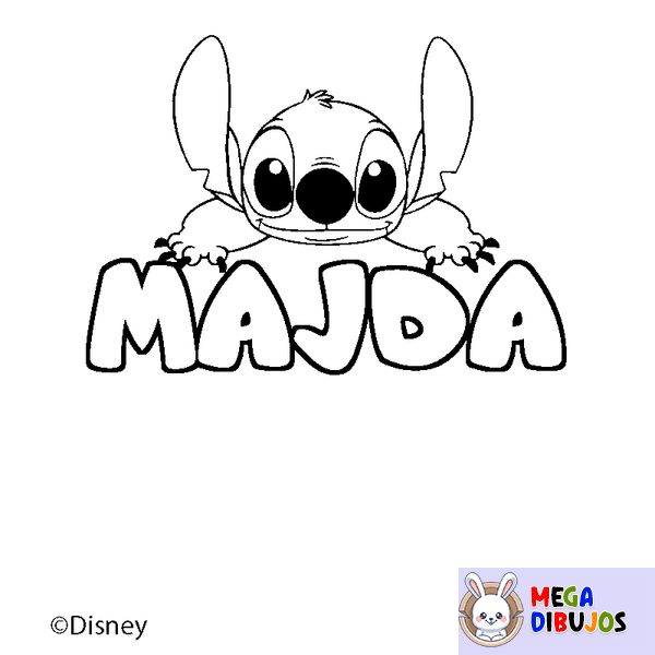 Coloraci&oacute;n del nombre MAJDA - decorado Stitch
