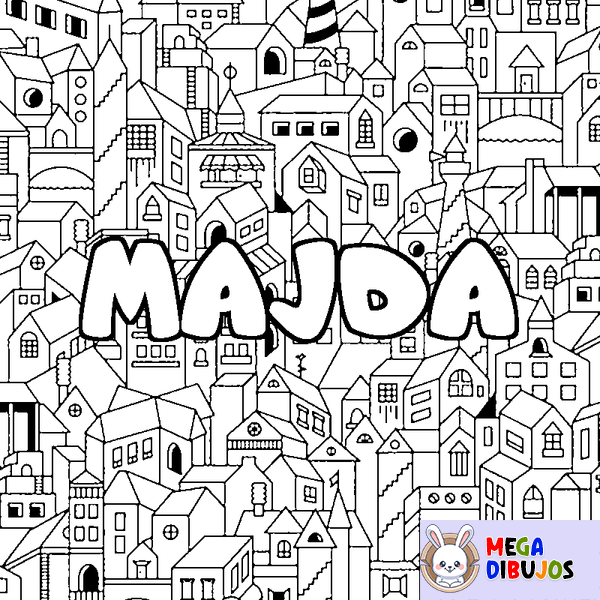 Coloraci&oacute;n del nombre MAJDA - decorado ciudad