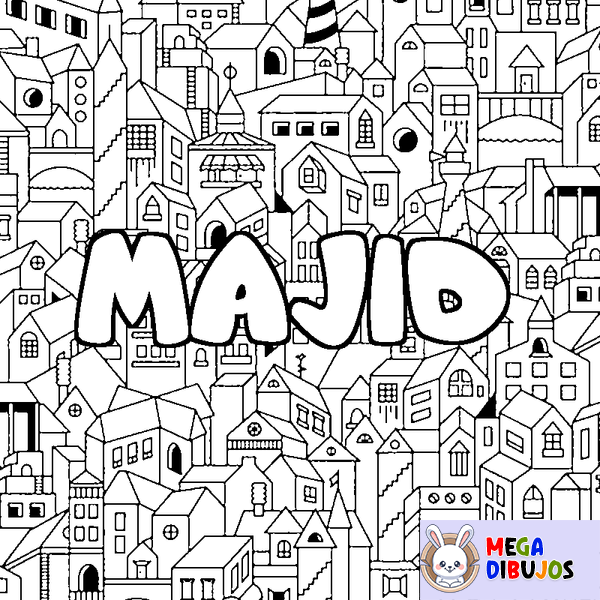 Coloraci&oacute;n del nombre MAJID - decorado ciudad