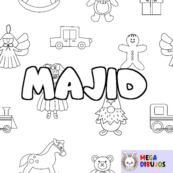 Coloraci&oacute;n del nombre MAJID - decorado juguetes