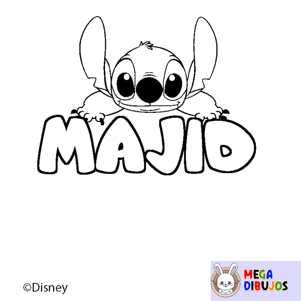 Coloraci&oacute;n del nombre MAJID - decorado Stitch