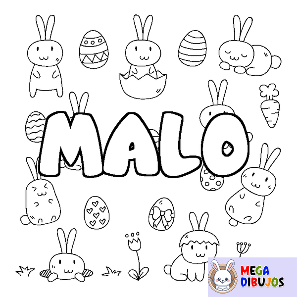Coloraci&oacute;n del nombre MALO - decorado Pascua