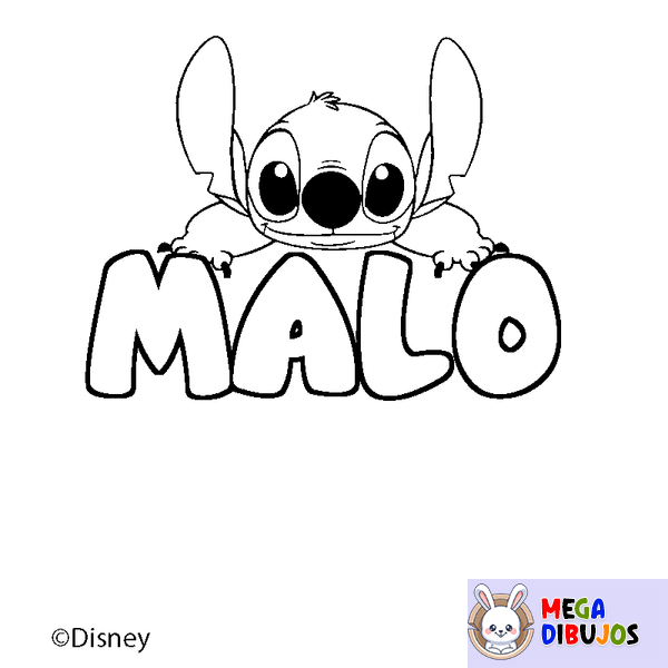 Coloraci&oacute;n del nombre MALO - decorado Stitch