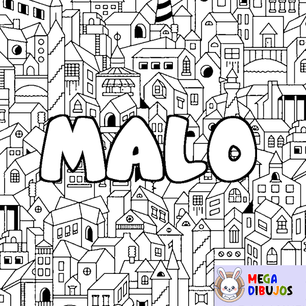 Coloraci&oacute;n del nombre MALO - decorado ciudad