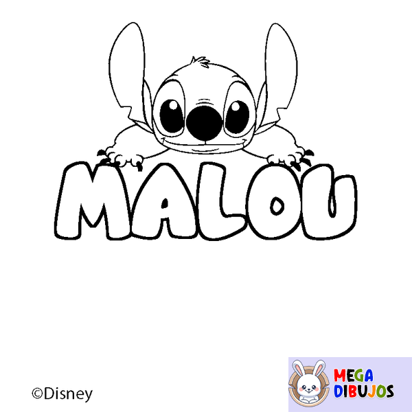 Coloraci&oacute;n del nombre MALOU - decorado Stitch