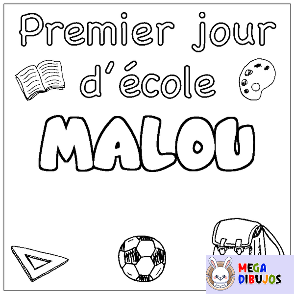 Coloraci&oacute;n del nombre MALOU - decorado primer d&iacute;a de escuela