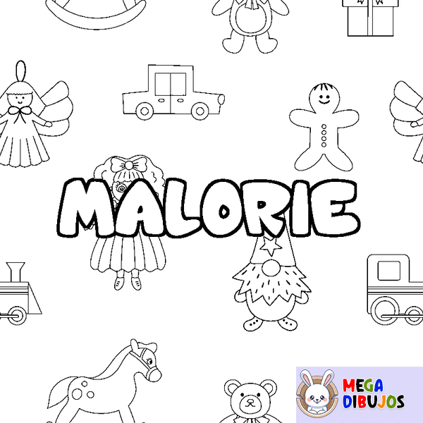 Coloraci&oacute;n del nombre MALORIE - decorado juguetes