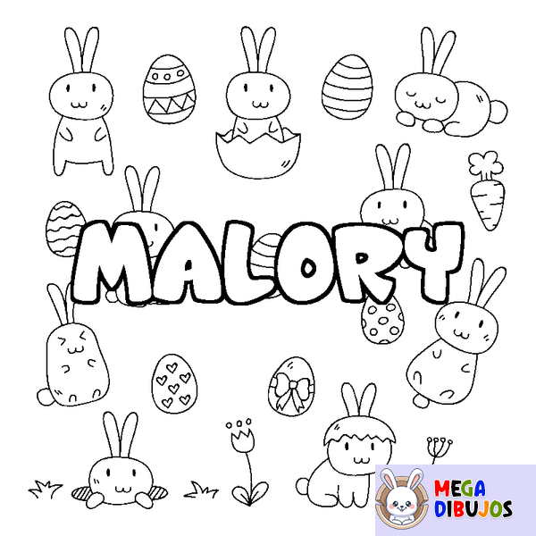 Coloraci&oacute;n del nombre MALORY - decorado Pascua