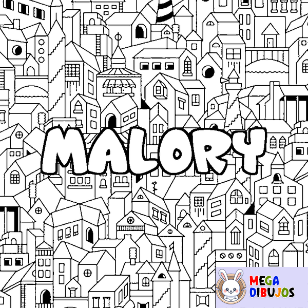 Coloraci&oacute;n del nombre MALORY - decorado ciudad