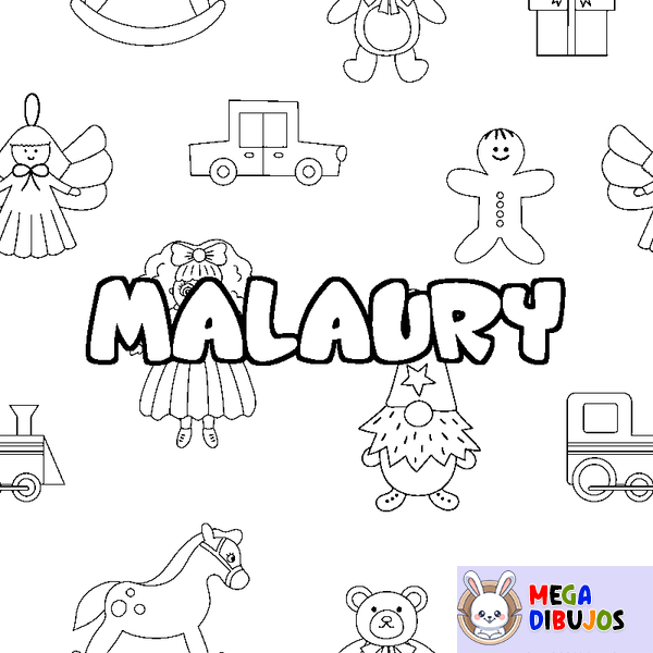 Coloraci&oacute;n del nombre MALAURY - decorado juguetes