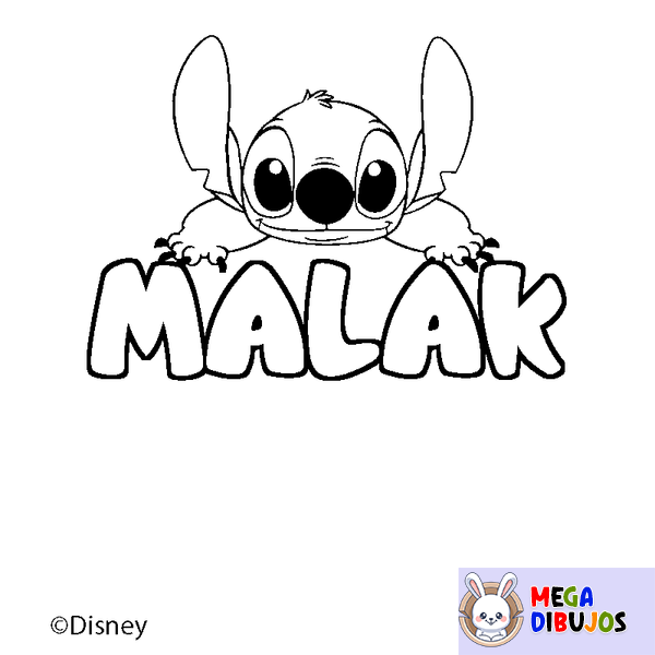 Coloraci&oacute;n del nombre MALAK - decorado Stitch