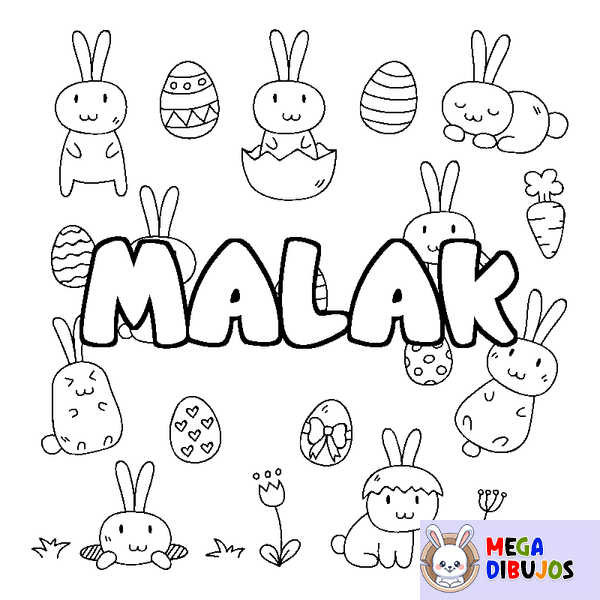 Coloraci&oacute;n del nombre MALAK - decorado Pascua