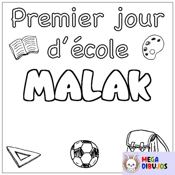 Coloraci&oacute;n del nombre MALAK - decorado primer d&iacute;a de escuela