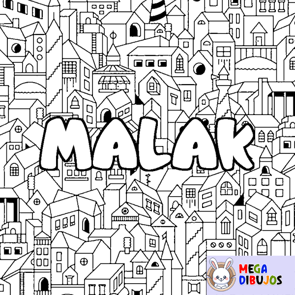Coloraci&oacute;n del nombre MALAK - decorado ciudad