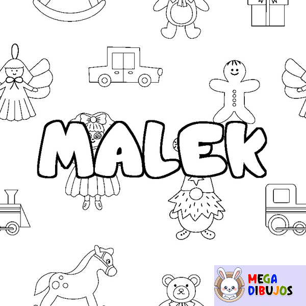 Coloraci&oacute;n del nombre MALEK - decorado juguetes