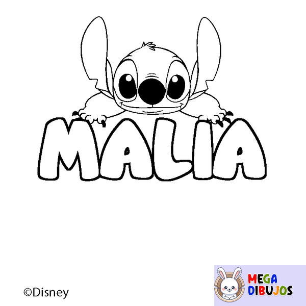 Coloraci&oacute;n del nombre MALIA - decorado Stitch