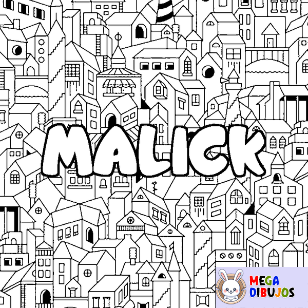 Coloraci&oacute;n del nombre MALICK - decorado ciudad