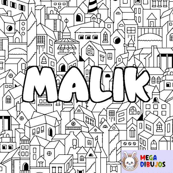 Coloraci&oacute;n del nombre MALIK - decorado ciudad