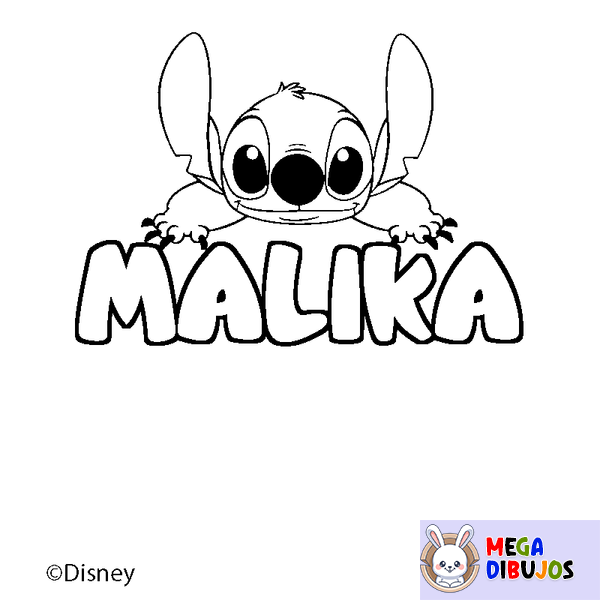 Coloraci&oacute;n del nombre MALIKA - decorado Stitch