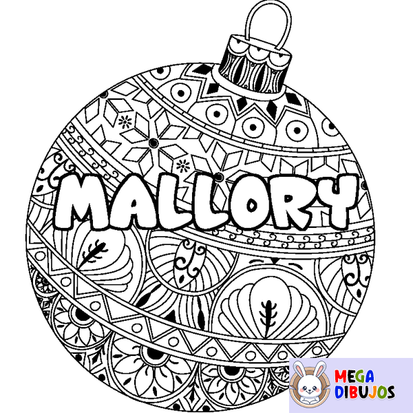 Coloraci&oacute;n del nombre MALLORY - decorado bola de Navidad