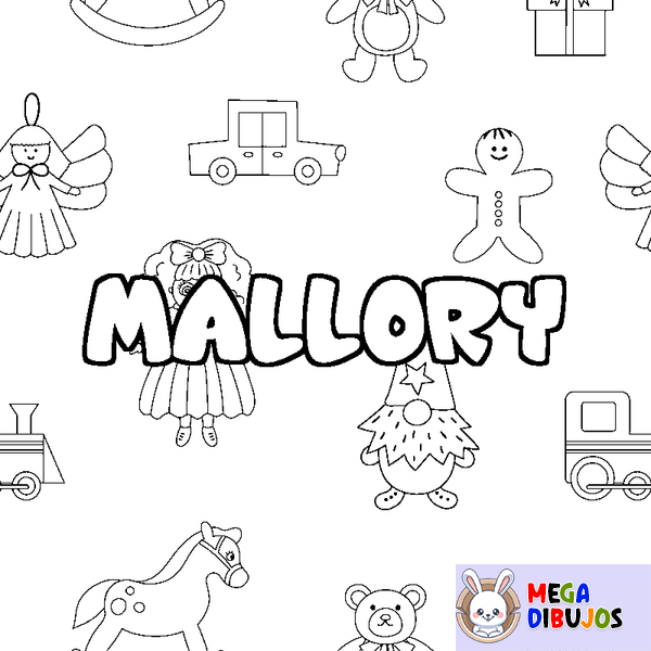 Coloraci&oacute;n del nombre MALLORY - decorado juguetes
