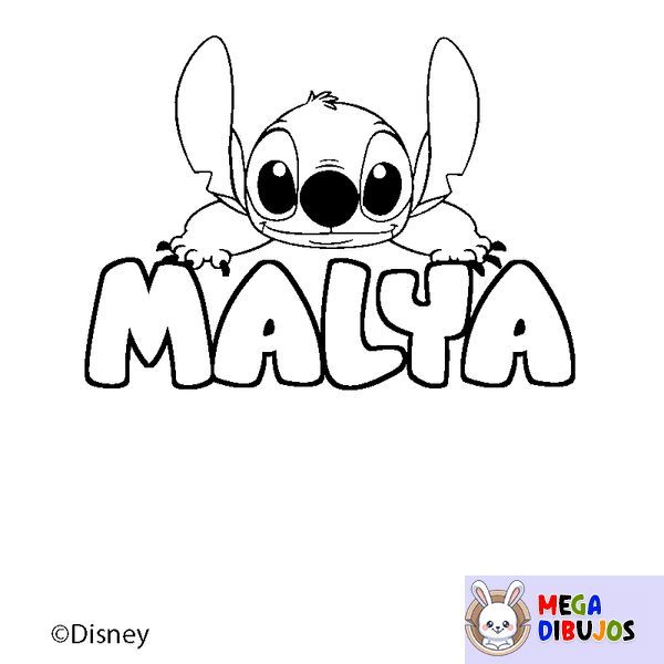 Coloraci&oacute;n del nombre MALYA - decorado Stitch